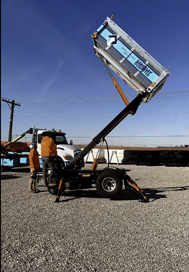 Truck for aame day residential dumpster rentals